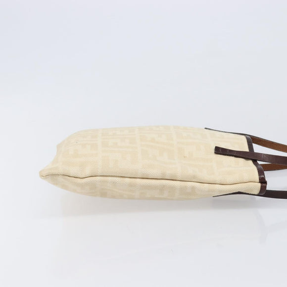 FENDI Zucca Canvas Hand Bag Ivory Gold Auth 204436