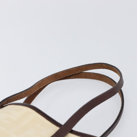 FENDI Zucca Canvas Hand Bag Ivory Gold Auth 204436