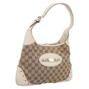 GUCCI GG Canvas Shoulder Bag Leather Beige Gold 145778 Auth 204438A-1