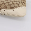 GUCCI GG Canvas Shoulder Bag Leather Beige Gold 145778 Auth 204438A-10