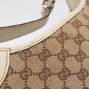 GUCCI GG Canvas Shoulder Bag Leather Beige Gold 145778 Auth 204438A-14