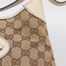 GUCCI GG Canvas Shoulder Bag Leather Beige Gold 145778 Auth 204438A-15