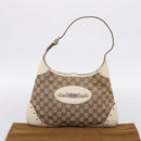 GUCCI GG Canvas Shoulder Bag Leather Beige Gold 145778 Auth 204438A-25