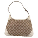 GUCCI GG Canvas Shoulder Bag Leather Beige Gold 145778 Auth 204438A-3