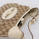 GUCCI GG Canvas Shoulder Bag Leather Beige Gold 145778 Auth 204438A-6