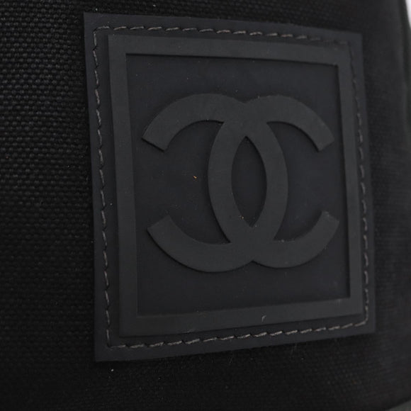 CHANEL Sports Line Shoulder Bag Canvas Khaki Silver CC Auth 204439