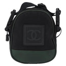 CHANEL Sports Line Shoulder Bag Canvas Khaki Silver CC Auth 204439-13