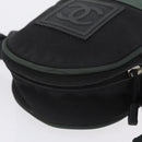 CHANEL Sports Line Shoulder Bag Canvas Khaki Silver CC Auth 204439-7