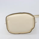 CELINE Circle Shoulder Bag Leather White Gold Auth 204441-5