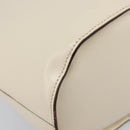 CELINE Circle Shoulder Bag Leather White Gold Auth 204441-18