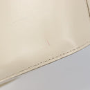 CELINE Circle Shoulder Bag Leather White Gold Auth 204441-20