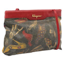 Salvatore Ferragamo Shoulder Bag Coated Canvas Multicolor Gold Auth 204442-1