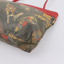 Salvatore Ferragamo Shoulder Bag Coated Canvas Multicolor Gold Auth 204442-9