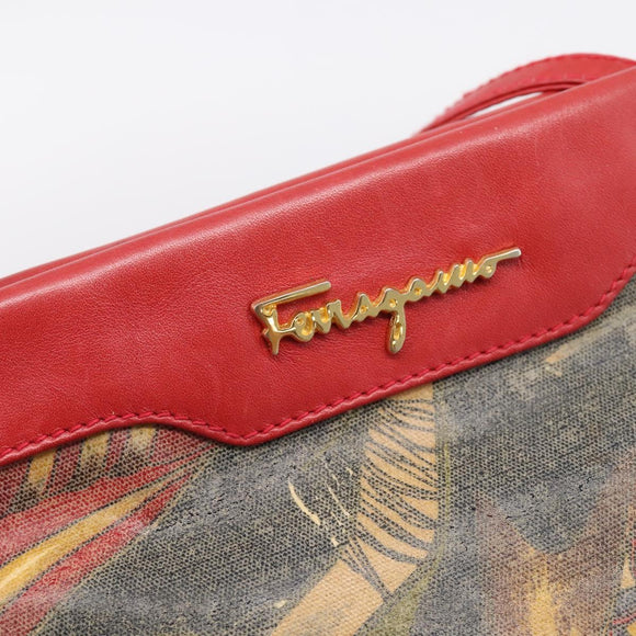 Salvatore Ferragamo Shoulder Bag Coated Canvas Multicolor Gold Auth 204442