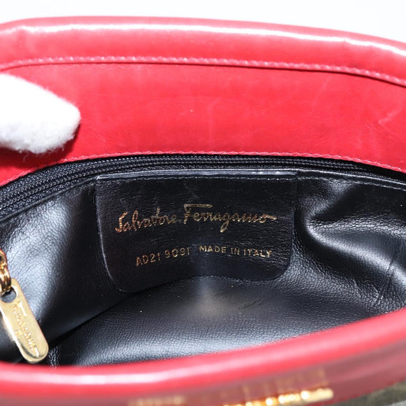 Salvatore Ferragamo Shoulder Bag Coated Canvas Multicolor Gold Auth 204442