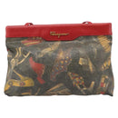 Salvatore Ferragamo Shoulder Bag Coated Canvas Multicolor Gold Auth 204442-13