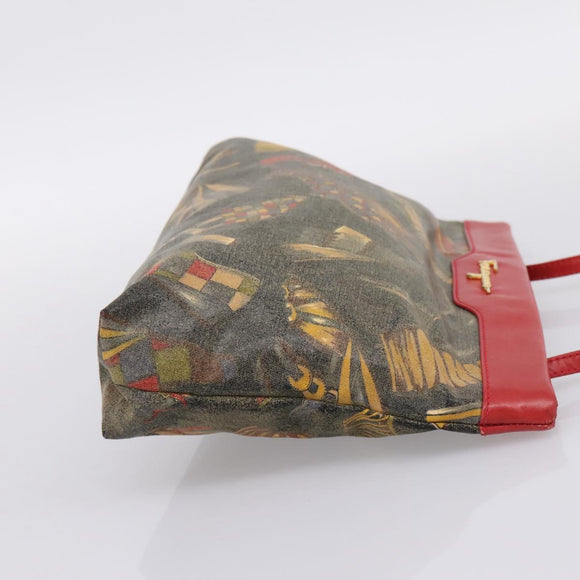 Salvatore Ferragamo Shoulder Bag Coated Canvas Multicolor Gold Auth 204442