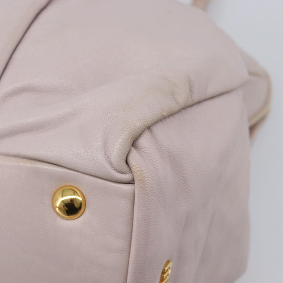 Miu Miu Hand Bag Leather Pink Gold Auth 204447