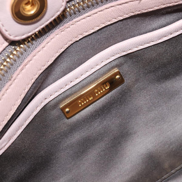 Miu Miu Hand Bag Leather Pink Gold Auth 204447
