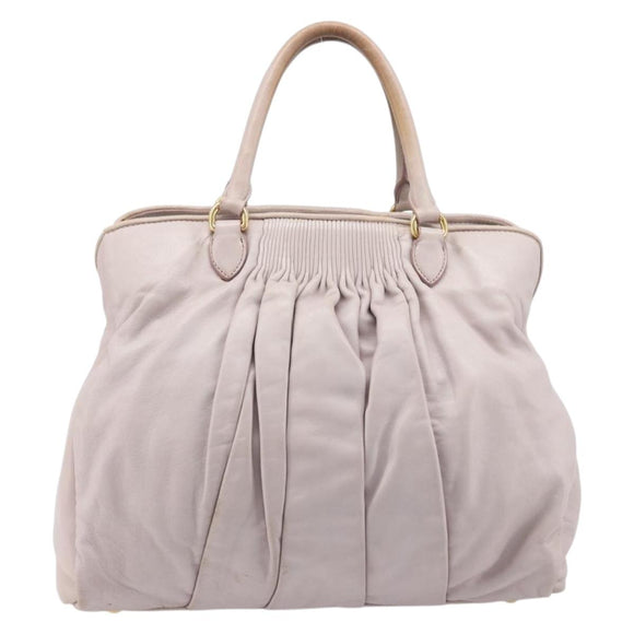 Miu Miu Hand Bag Leather Pink Gold Auth 204447