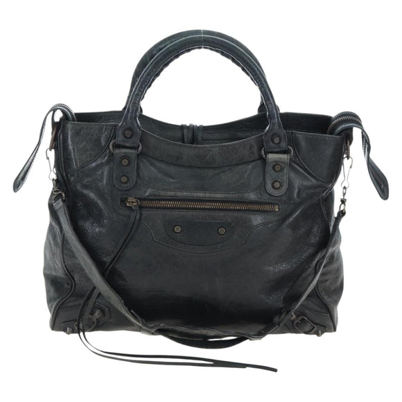 BALENCIAGA Classic City Hand Bag Leather 2way Black 235216 Auth 204449A