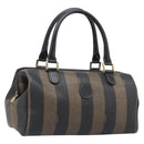 FENDI Pecan Canvas Hand Bag PVC Black Brown Auth 204451V-1