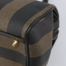 FENDI Pecan Canvas Hand Bag PVC Black Brown Auth 204451V-8