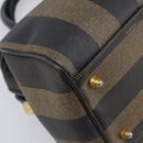 FENDI Pecan Canvas Hand Bag PVC Black Brown Auth 204451V-15