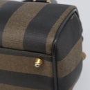 FENDI Pecan Canvas Hand Bag PVC Black Brown Auth 204451V-16
