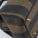 FENDI Pecan Canvas Hand Bag PVC Black Brown Auth 204451V-17