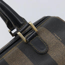 FENDI Pecan Canvas Hand Bag PVC Black Brown Auth 204451V-18