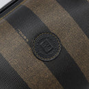 FENDI Pecan Canvas Hand Bag PVC Black Brown Auth 204451V-19