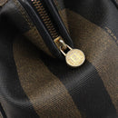 FENDI Pecan Canvas Hand Bag PVC Black Brown Auth 204451V-20