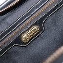 FENDI Pecan Canvas Hand Bag PVC Black Brown Auth 204451V-21