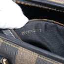 FENDI Pecan Canvas Hand Bag PVC Black Brown Auth 204451V-11