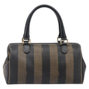 FENDI Pecan Canvas Hand Bag PVC Black Brown Auth 204451V-2
