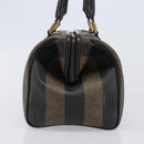 FENDI Pecan Canvas Hand Bag PVC Black Brown Auth 204451V-4