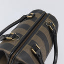 FENDI Pecan Canvas Hand Bag PVC Black Brown Auth 204451V-6