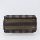 FENDI Pecan Canvas Hand Bag PVC Black Brown Auth 204451V-5