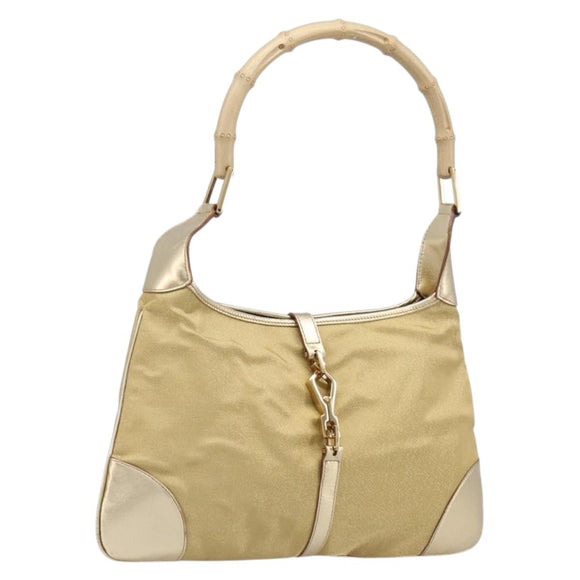 GUCCI Bamboo Kandinsky Shoulder Bag Canvas Gold 001 4060 Auth 204453A