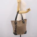 GUCCI GG Canvas Tote Bag Beige Gold 247237 Auth 204456A-22