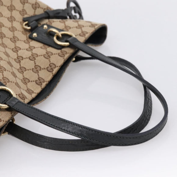 GUCCI GG Canvas Tote Bag Beige Gold 247237 Auth 204456A