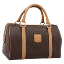 CELINE Macadam Canvas Boston Bag PVC Leather Brown Gold Auth 204457V-1