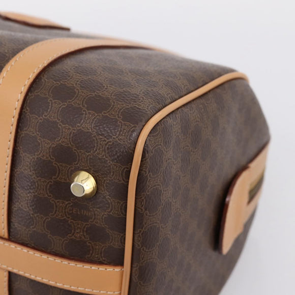 CELINE Macadam Canvas Boston Bag PVC Leather Brown Gold Auth 204457V