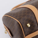 CELINE Macadam Canvas Boston Bag PVC Leather Brown Gold Auth 204457V-12