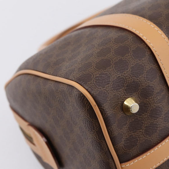 CELINE Macadam Canvas Boston Bag PVC Leather Brown Gold Auth 204457V