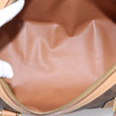CELINE Macadam Canvas Boston Bag PVC Leather Brown Gold Auth 204457V-17