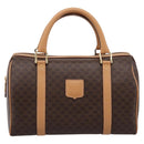 CELINE Macadam Canvas Boston Bag PVC Leather Brown Gold Auth 204457V-2