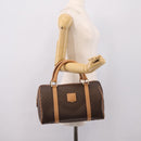 CELINE Macadam Canvas Boston Bag PVC Leather Brown Gold Auth 204457V-22
