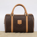 CELINE Macadam Canvas Boston Bag PVC Leather Brown Gold Auth 204457V-23
